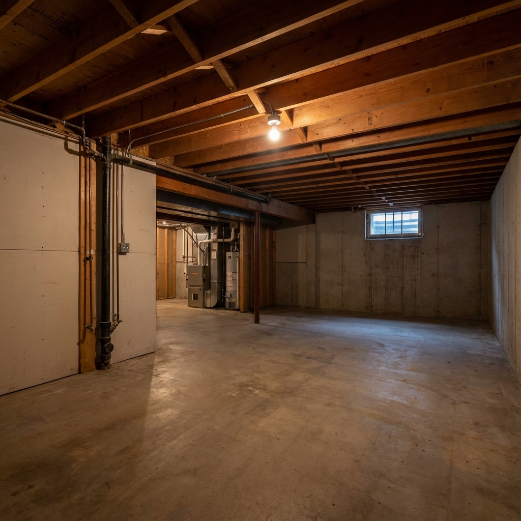 Unfinished Basement Before Renovation